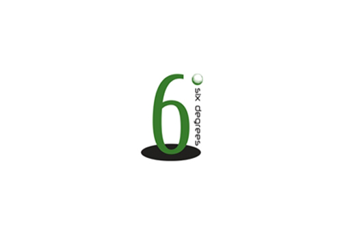 Six Degree Logo in Green and Black on White Background