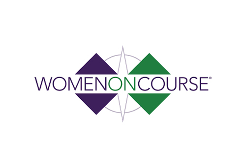 Women On Course Logo in Blue and Green