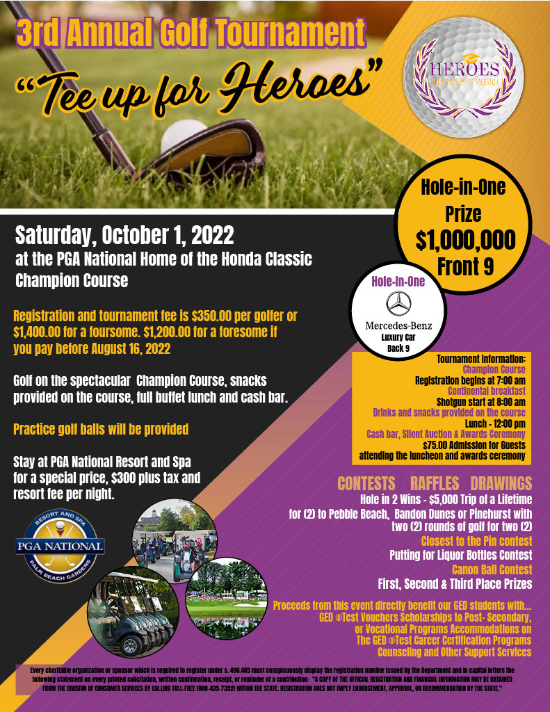Tee Up for Heroes Charity Golf Tournament Poster